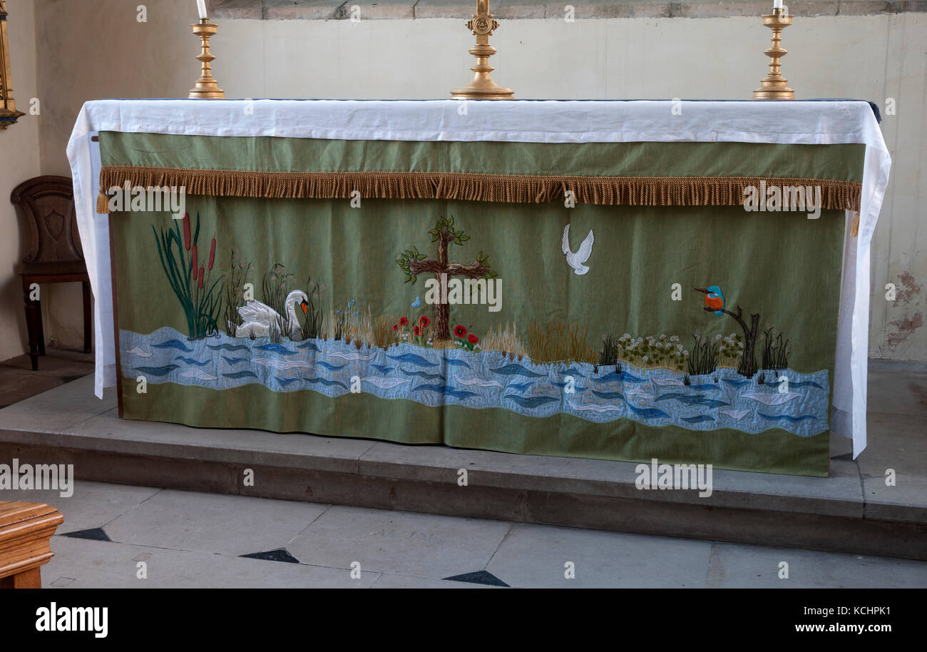 The altar, St. Wilfrid`s Church, North Muskham, Nottinghamshire, England, UK Stock Photo